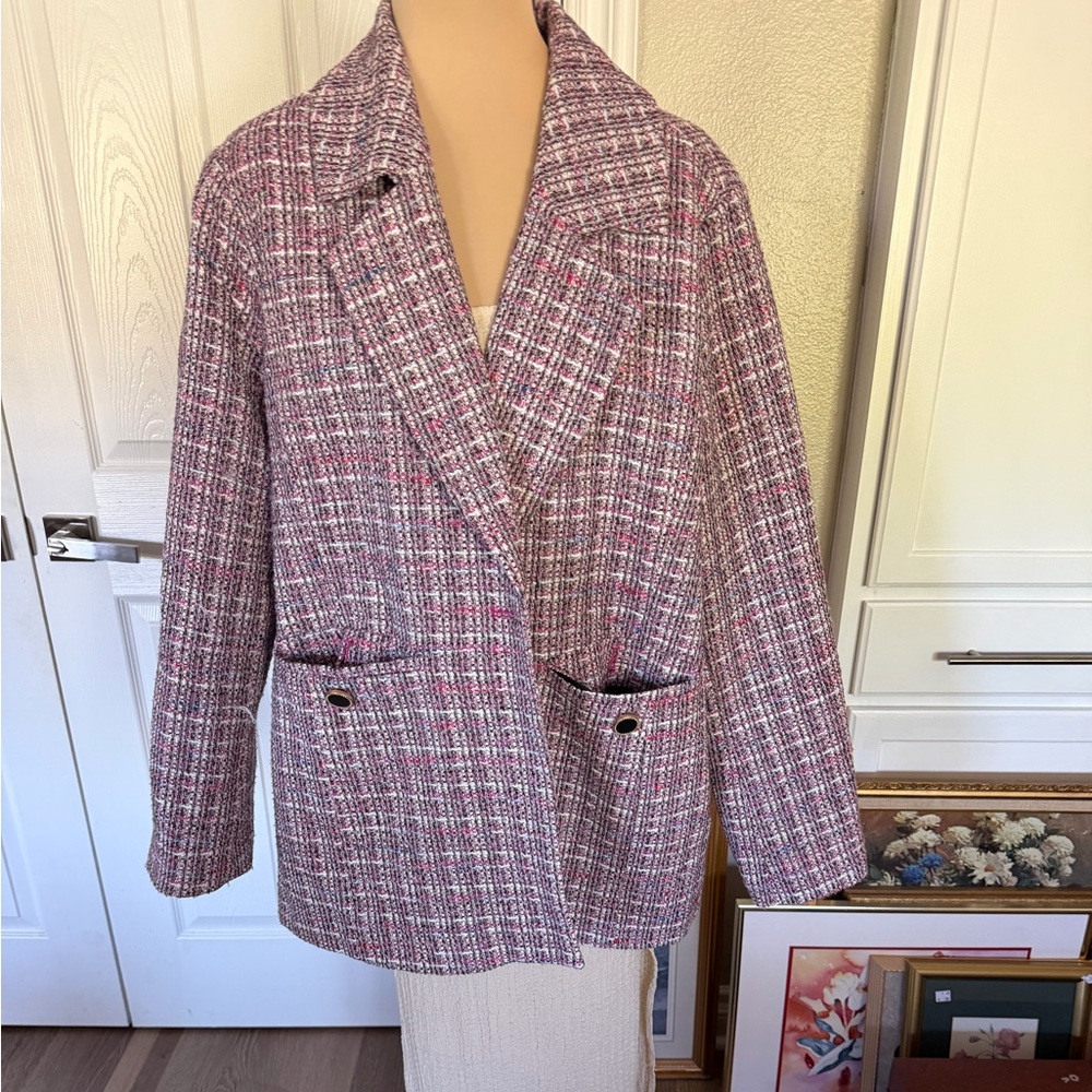 Chic Pink Tweed Women's Blazer